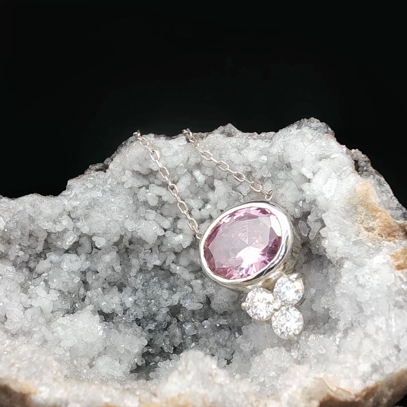 Pink Zirconia Luxe Necklace — One-of-a-Kind Handcrafted Elegance