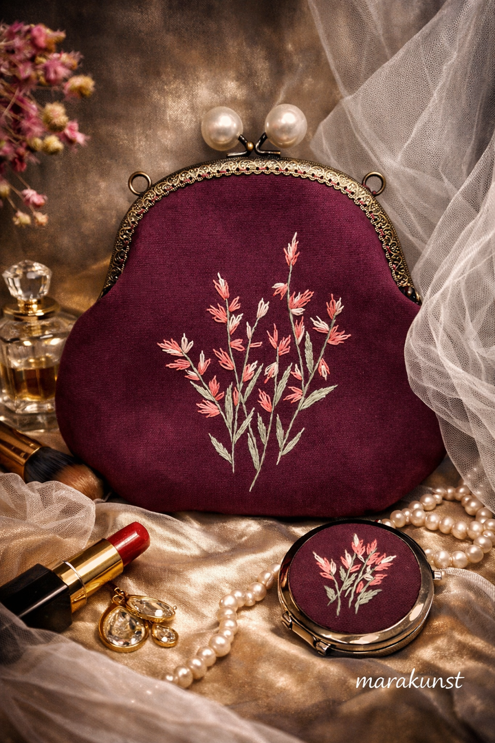 Rose of the Belle Époque
Embroidered Velvet Evening Bag