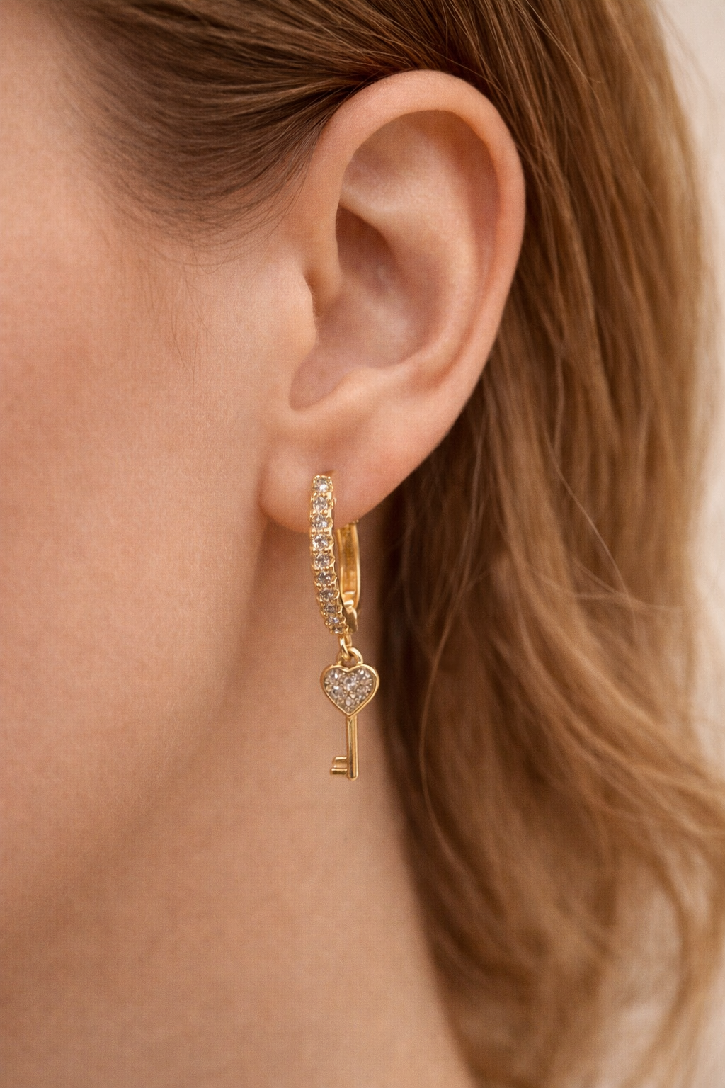 Key to the Heart Hoop piercing earring
