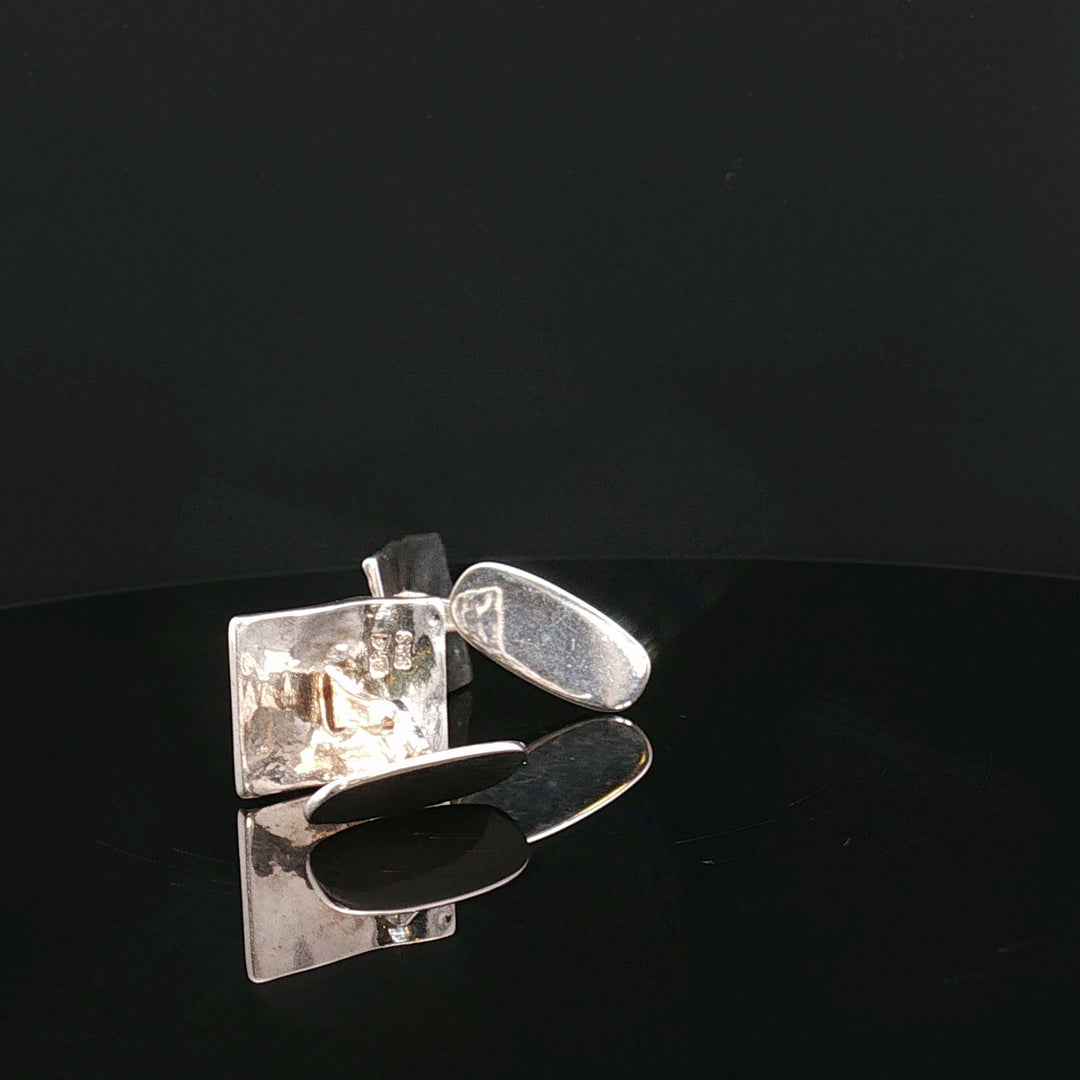 “Nordic Contrast” — Handcrafted Sterling Silver Cufflinks