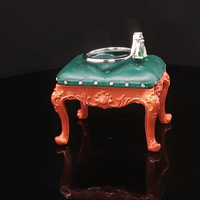 Pear-Cut Green Crystal Ring – Silver Minimal Design | Custom Gemstone & Gold Options