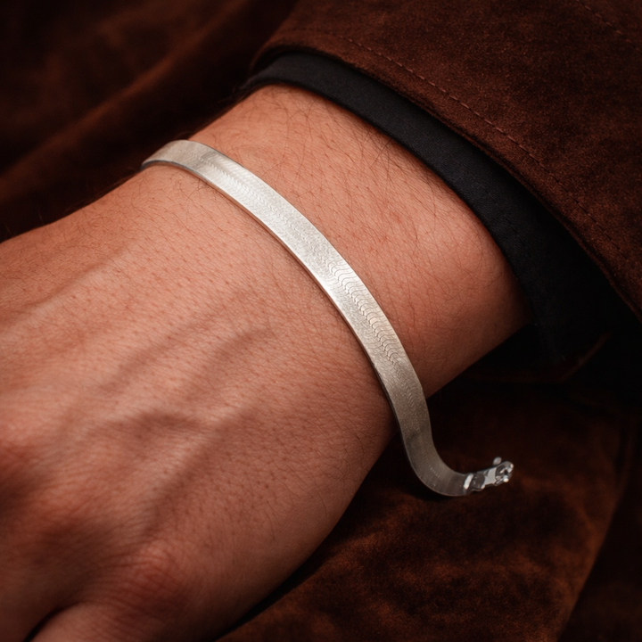 Sterling Silver Snake Chain Bracelet – Minimal Shiny Men’s Bracelet 5mm