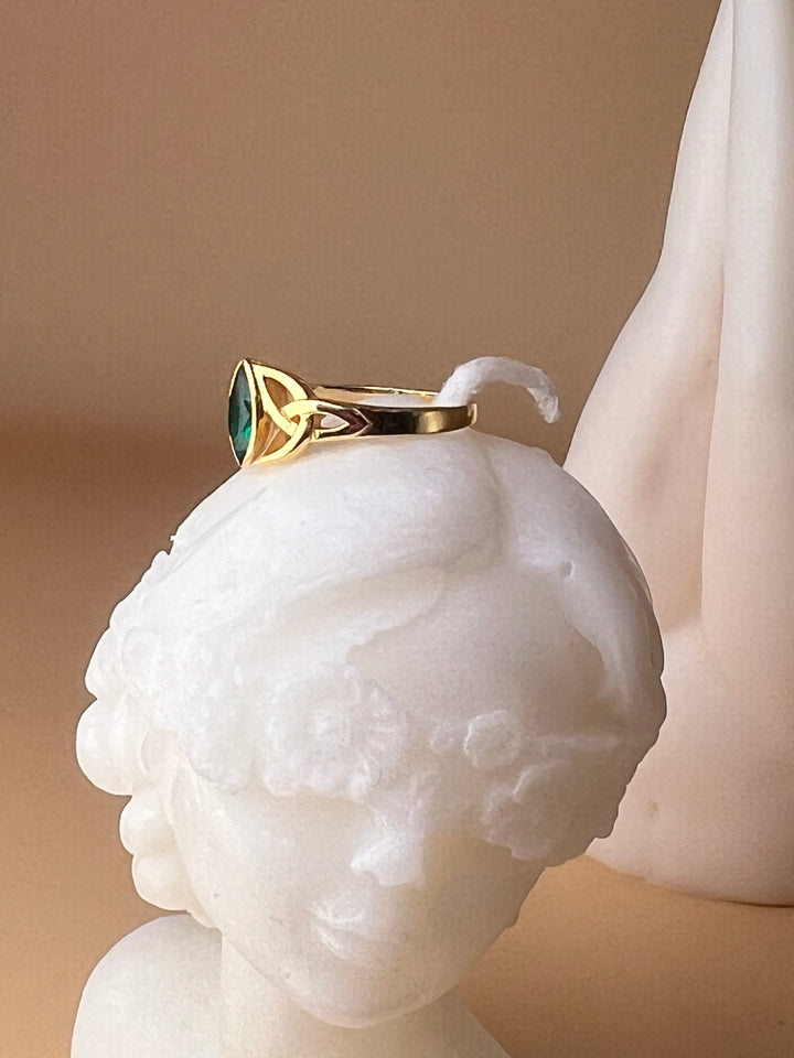 Emerald Whisper – Gold-Plated Silver Engagement Ring