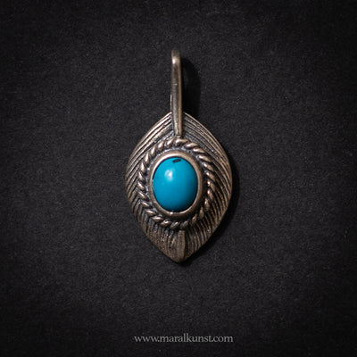 Turquoise feather Asian pendant