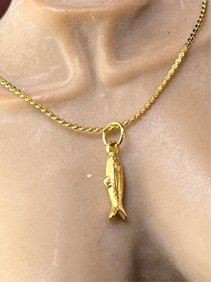 Mini Sardine Charm Necklace – Gold Filled Stainless Steel