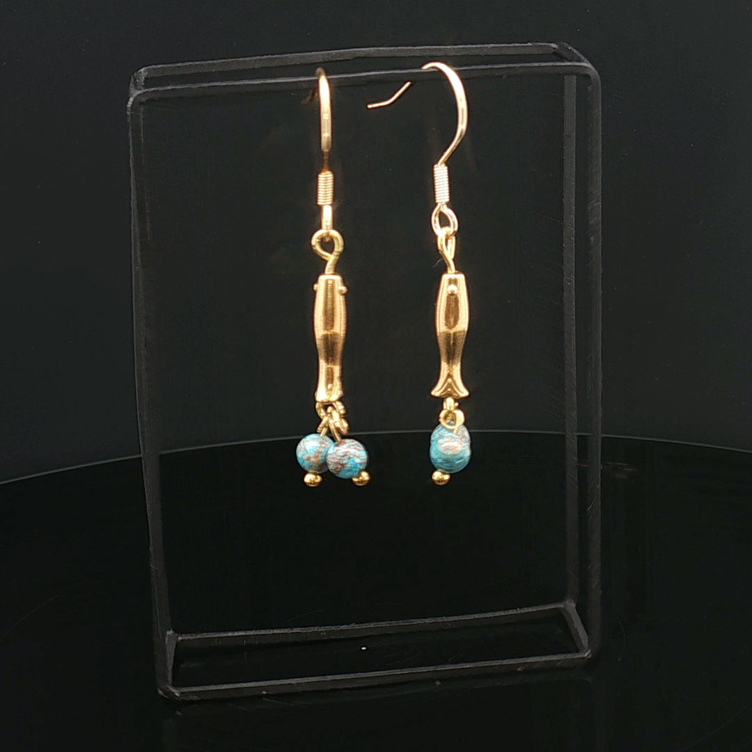 Golden Fish Earrings – Stainless Steel Gold PVD | African Turquoise
