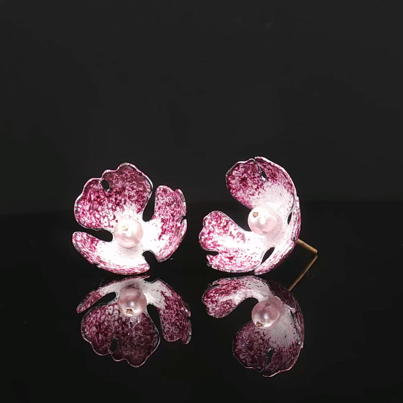 Petals of Isfahan – Minakari Pearl Studs