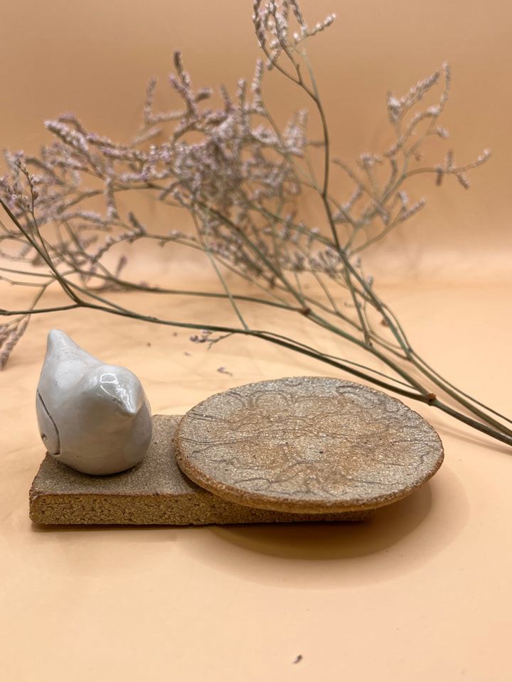 Bird handcrafted ceramic candle Jewelry display Jewelry display size 11x8x4 cm