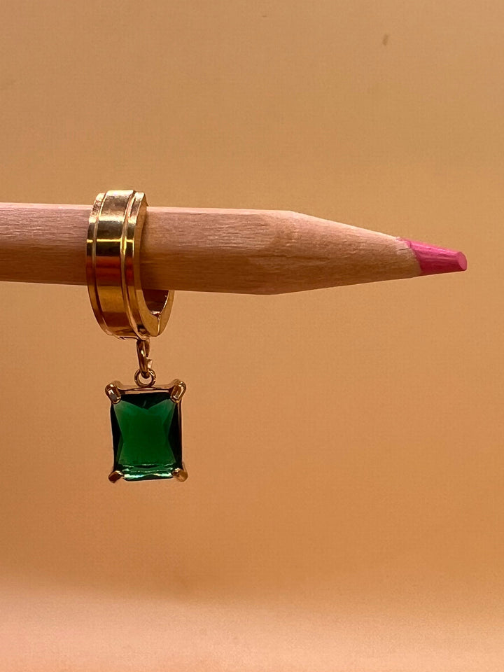 Emerald Green Zirconia Huggie Hoop Earrings – Gold Plated Stainless Steel | Maral Design