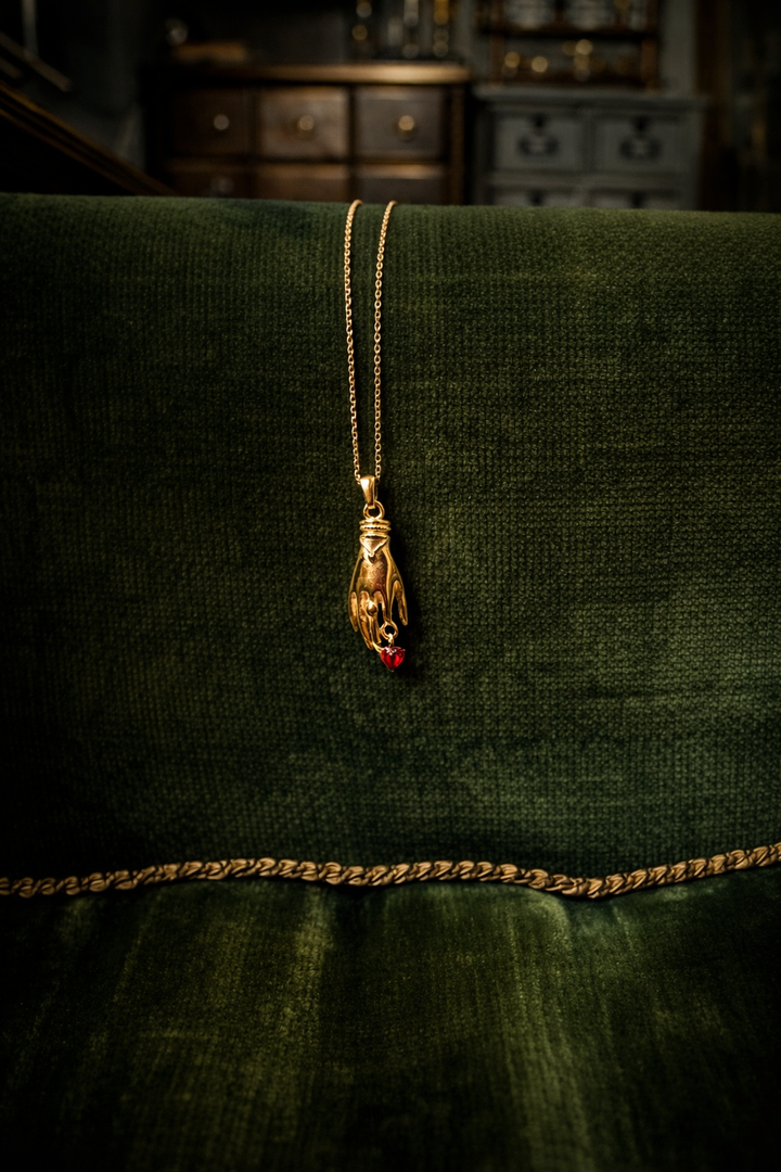 Guardian Hand Necklace with Red Heart