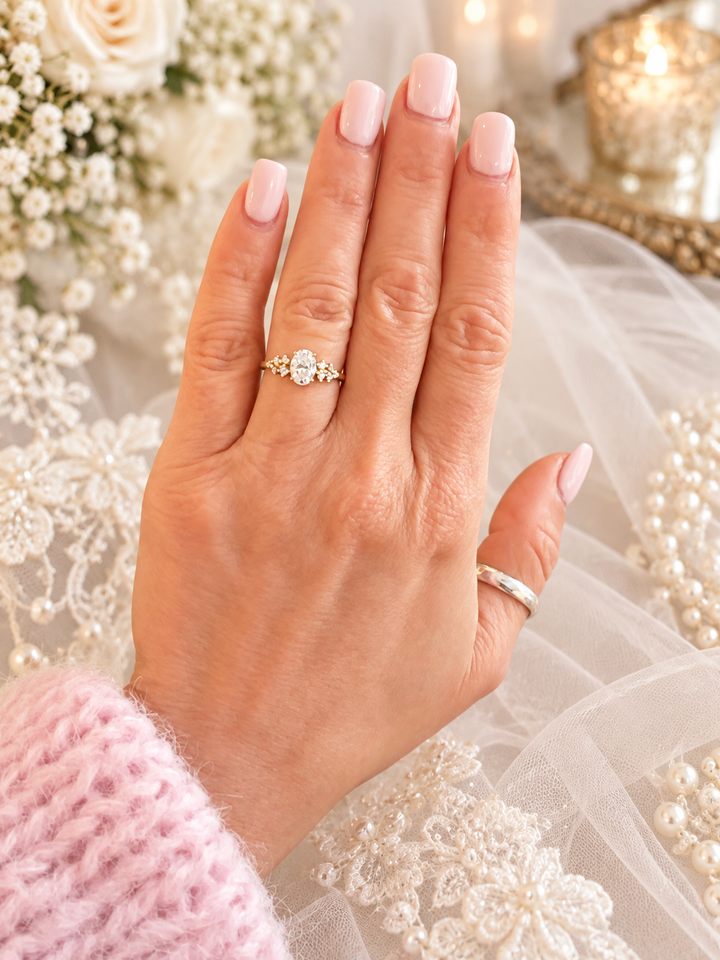 Golden Promise Moissanite Gold Plated Silver Engagement Ring