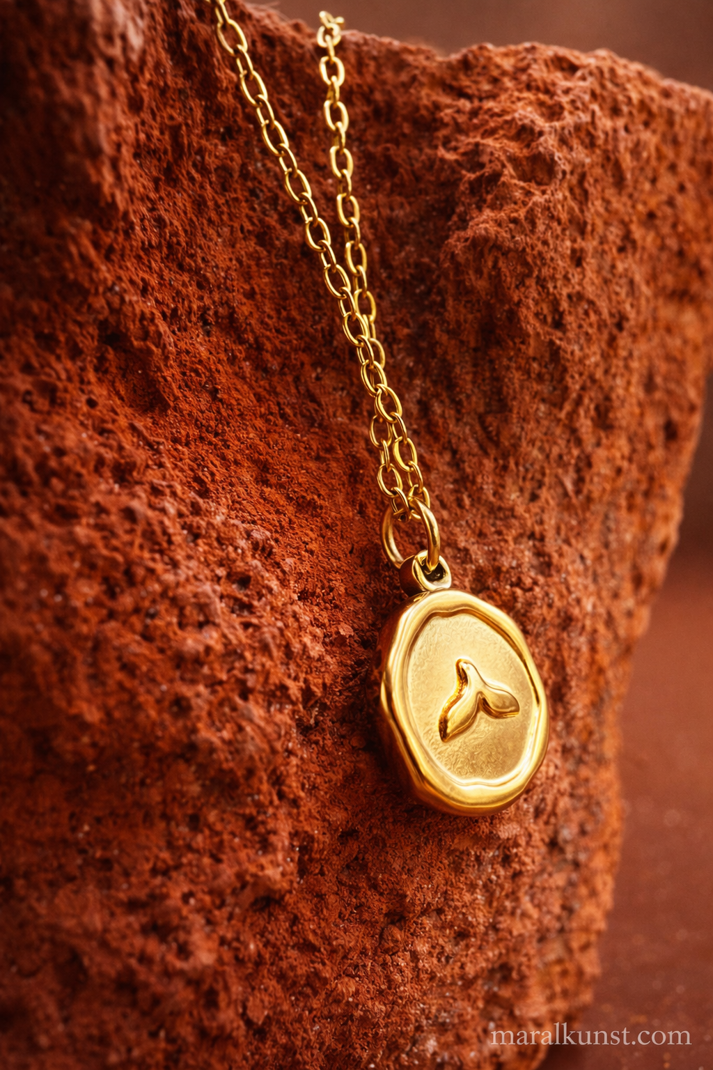 Nordic Whale Tail Necklace – Minimal Scandinavian Gold Medallion | Norway Souvenir Gift