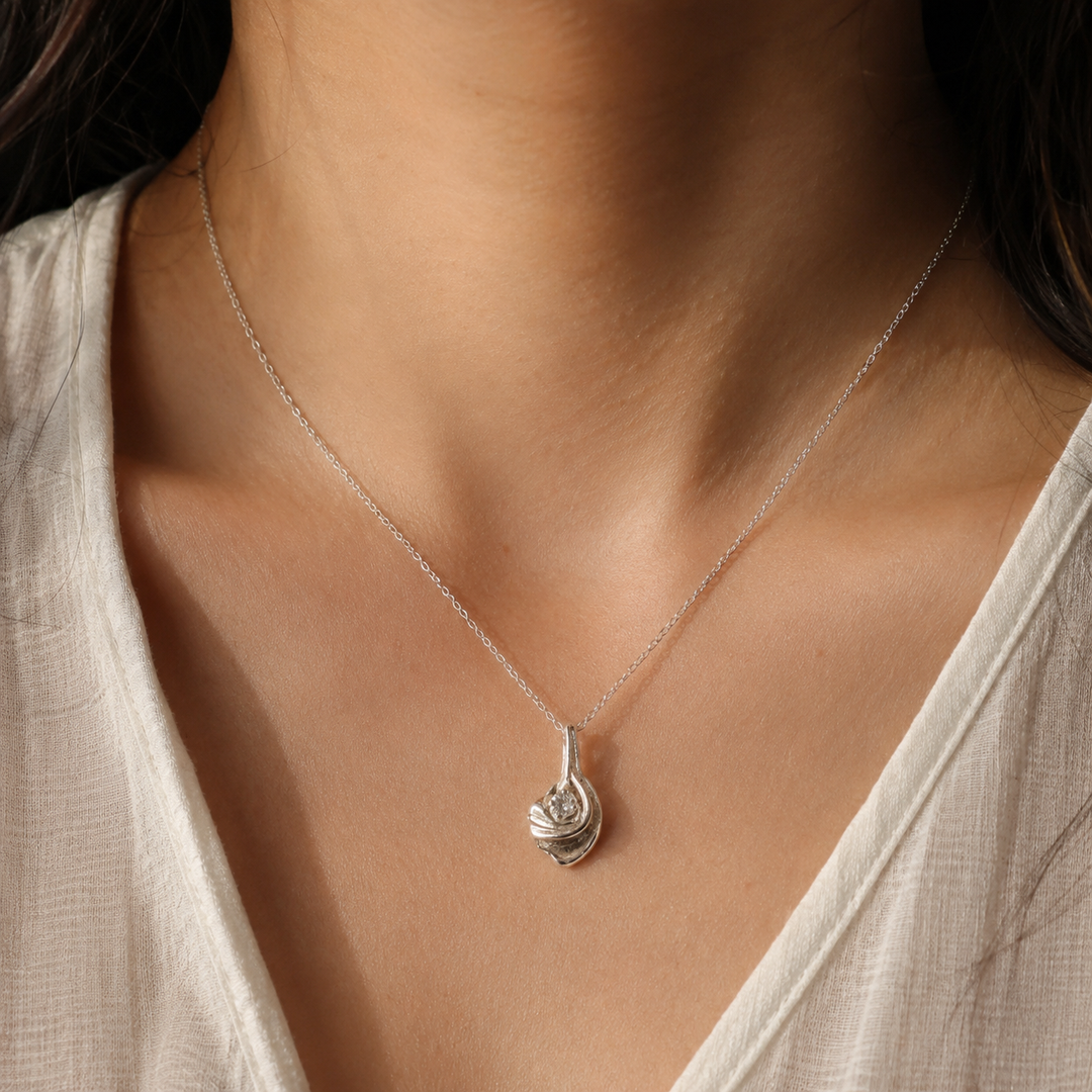 Vintage Norwegian Design Necklace | 925 Sterling Silver & Crystal Pendant | Rare Scandinavian Jewelry