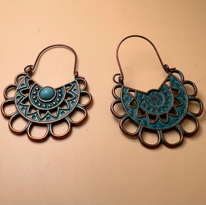 Sacred Bloom – Bohemian Turquoise Earrings