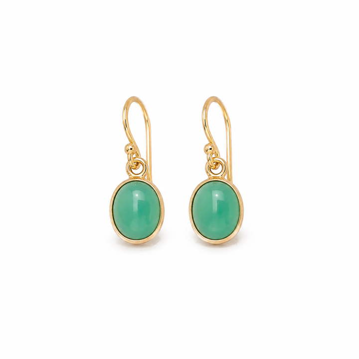 Green Agate Drop Earrings – Gold-Plated Sterling Silver | Maral Minimal Collection