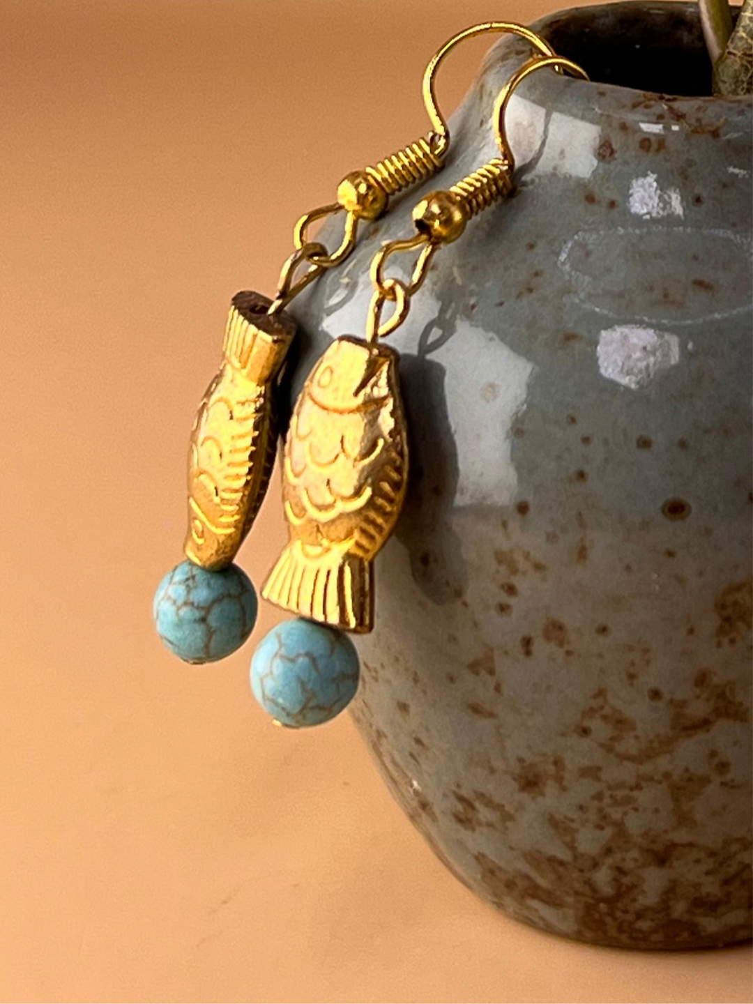 Golden fish Turquoise Earrings