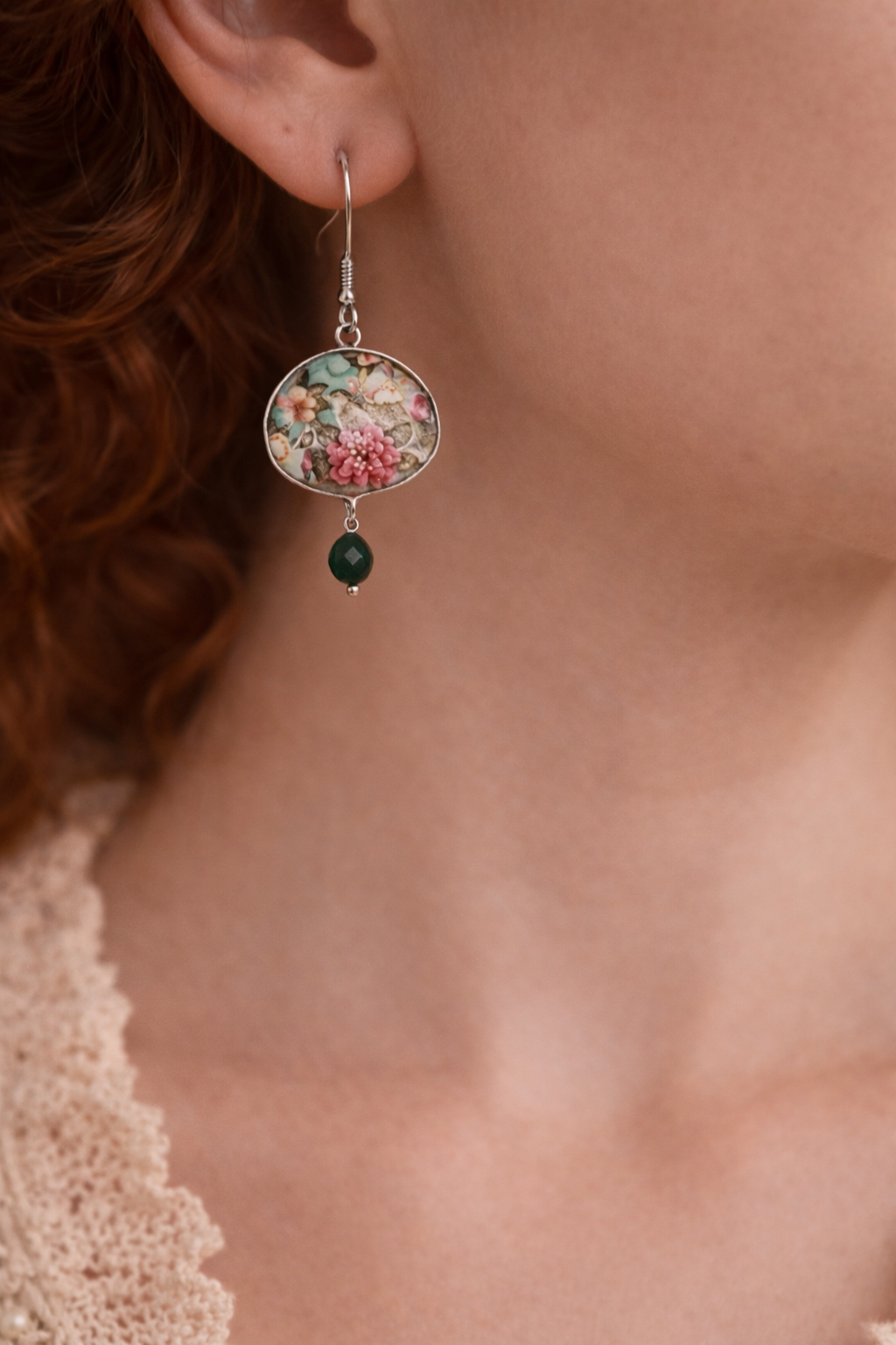 Whispers Beneath the Blossoms| Handmade Iranian earring & necklace