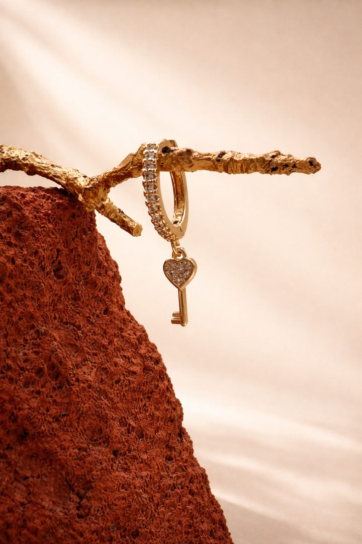 Key to the Heart Hoop piercing earring