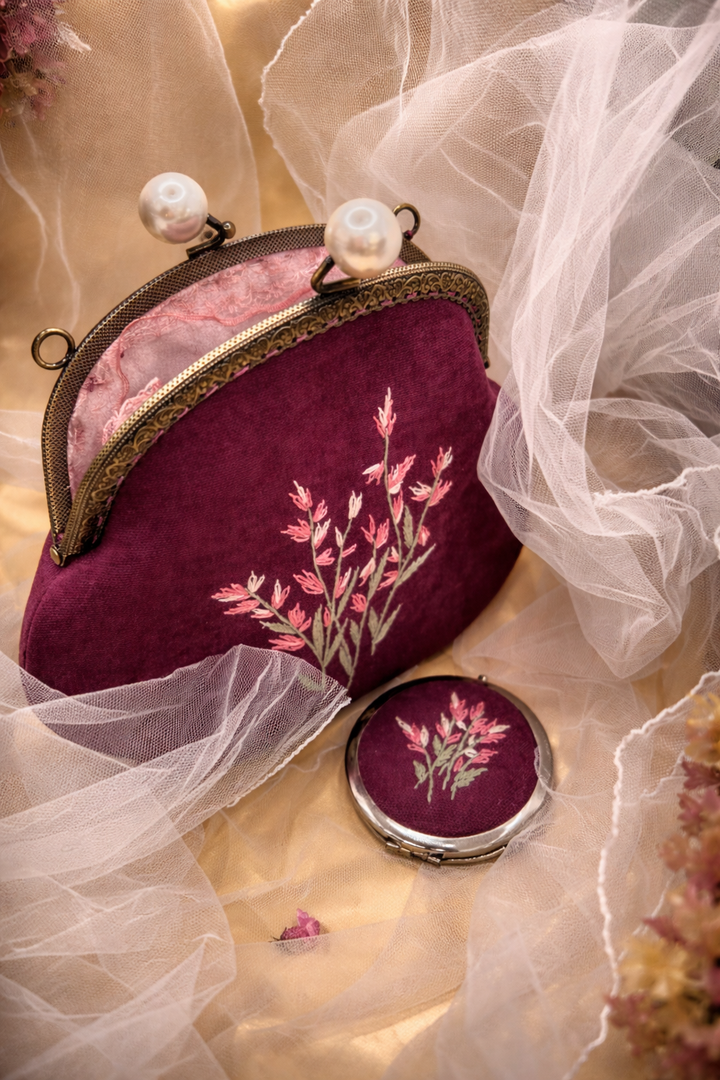 Rose of the Belle Époque
Embroidered Velvet Evening Bag