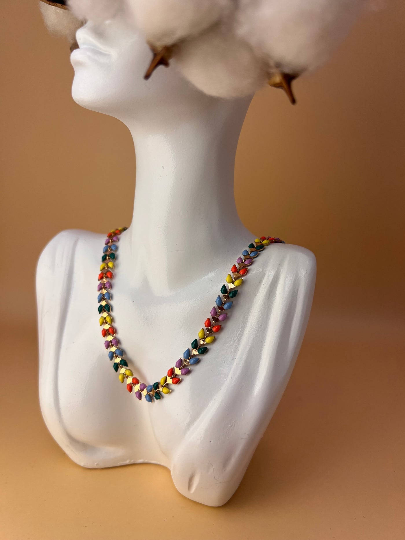 Festival Flame – Multicolor Enamel Chain Necklace