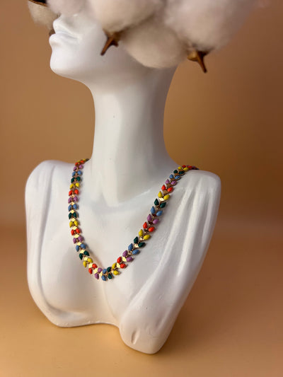 Festival Flame – Multicolor Enamel Chain Necklace