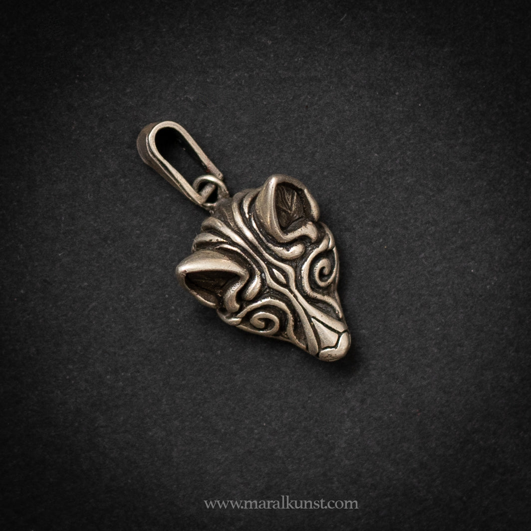 Mexican wolf silver pendant