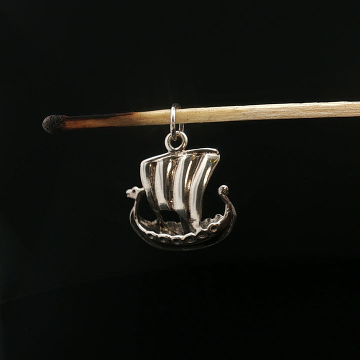 Viking Longship Charm in Sterling Silver