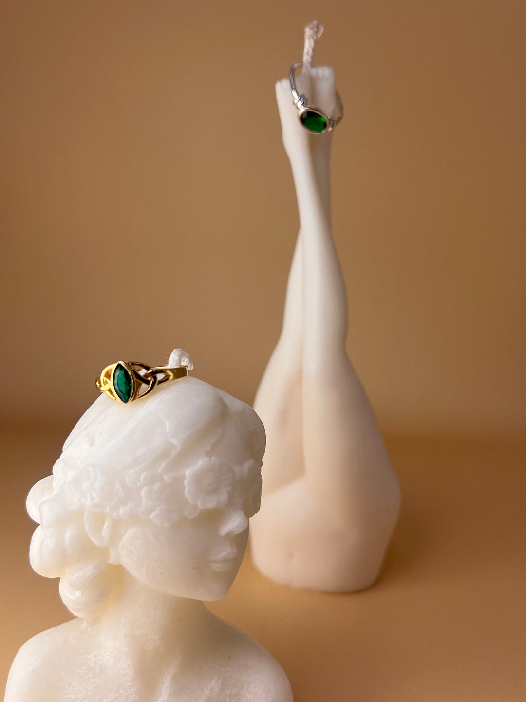 Emerald Whisper – Gold-Plated Silver Engagement Ring