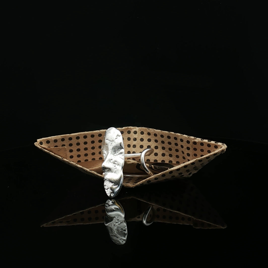 Abstract Face Ring – Handmade 925 Silver Adjustable Art Ring | One-of-a-Kind Sculptural Jewelry