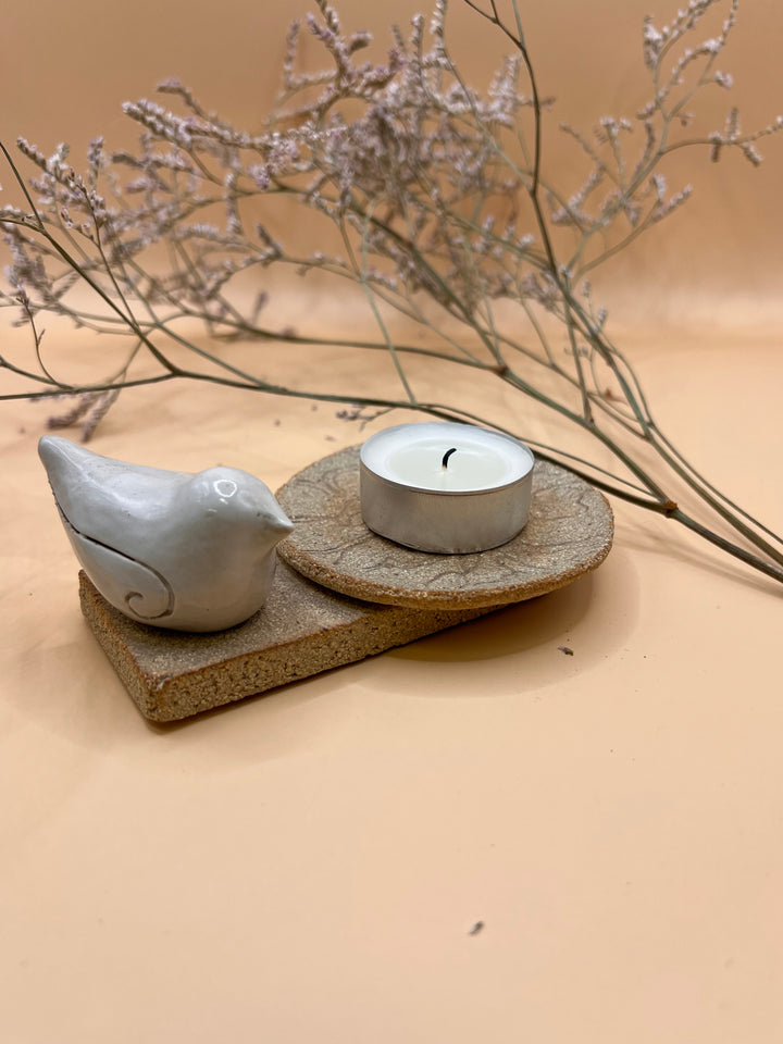 Bird handcrafted ceramic candle Jewelry display Jewelry display size 11x8x4 cm