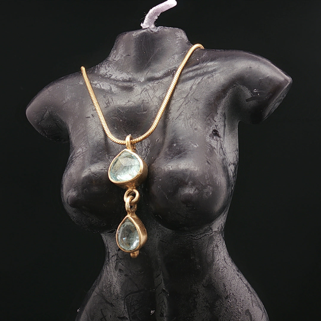 Aqua Duet – Italian Double Aquamarine Pendant