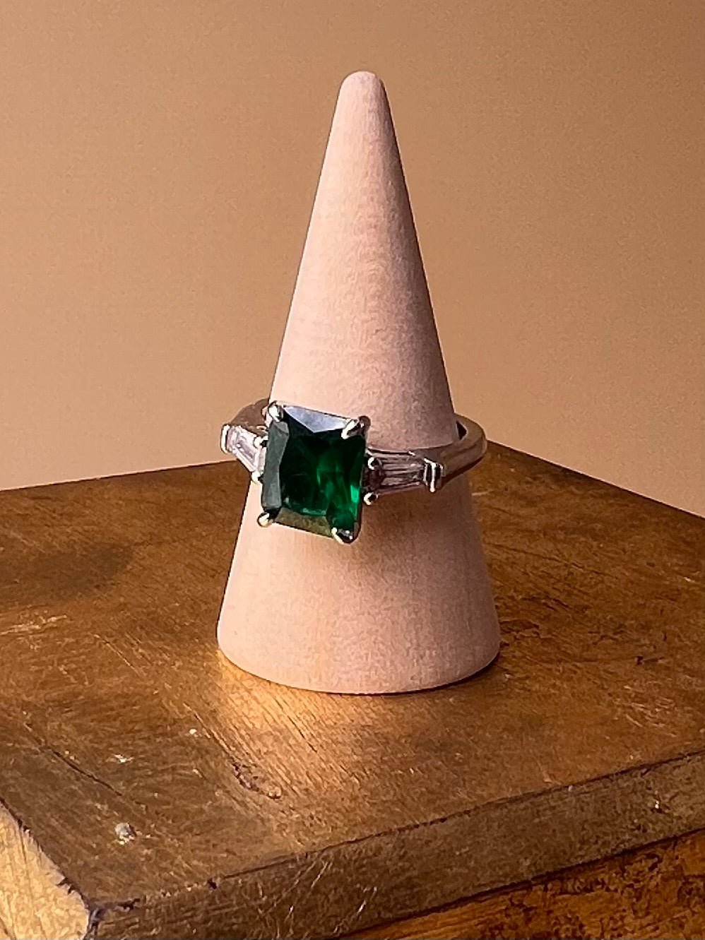 Emerald Dream – Deep Green Crystal Ring (Size 54 | Customisable )