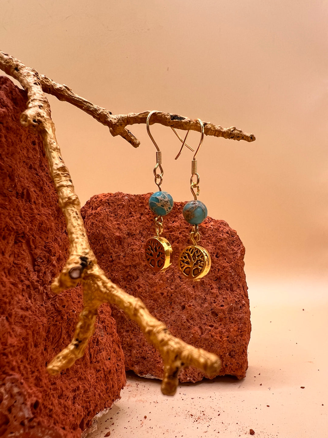 African Turquoise Tree of Life Earrings|
Roots deep in the earth, branches reaching the sky — the story of life continues.