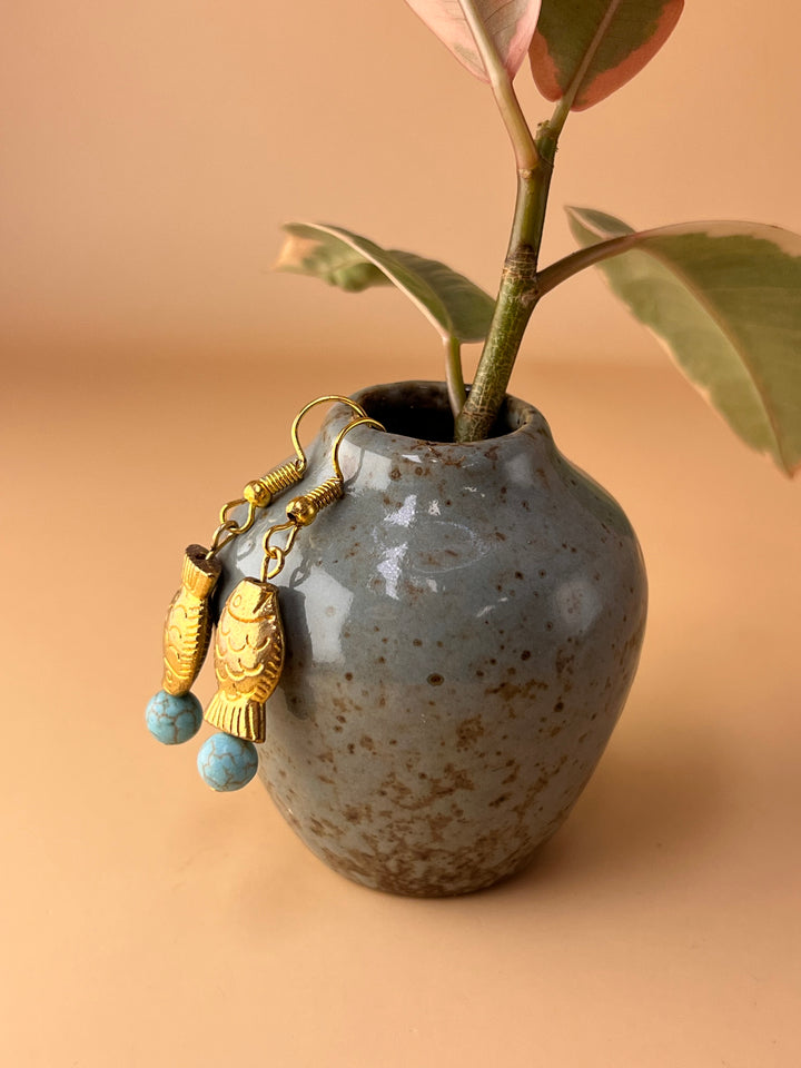 Golden fish Turquoise Earrings