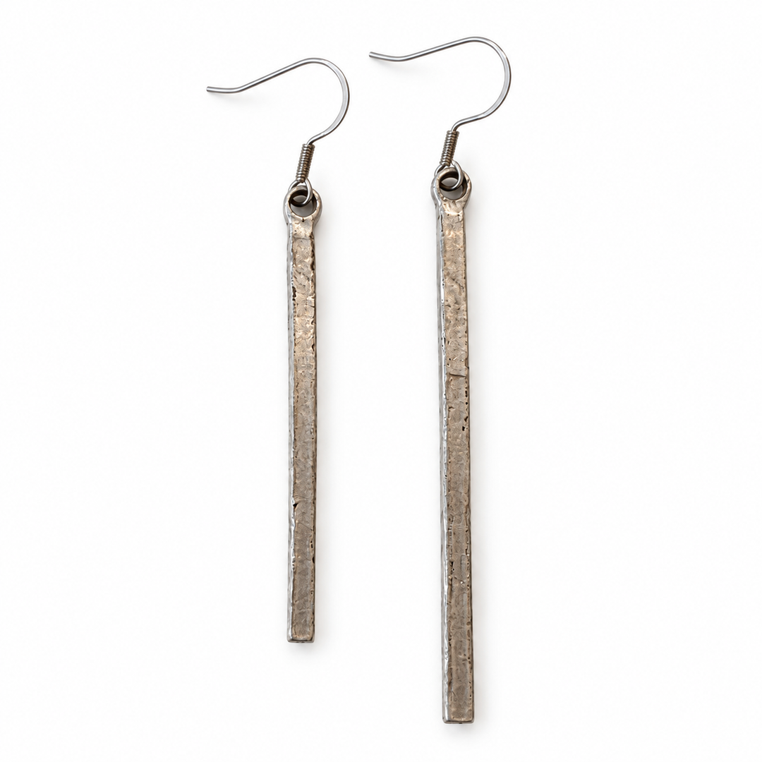 Parallel Paths – Asymmetrical Silver Bar Earrings