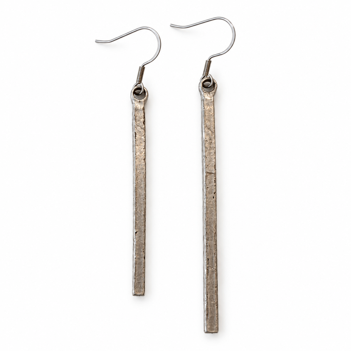 Parallel Paths – Asymmetrical Silver Bar Earrings
