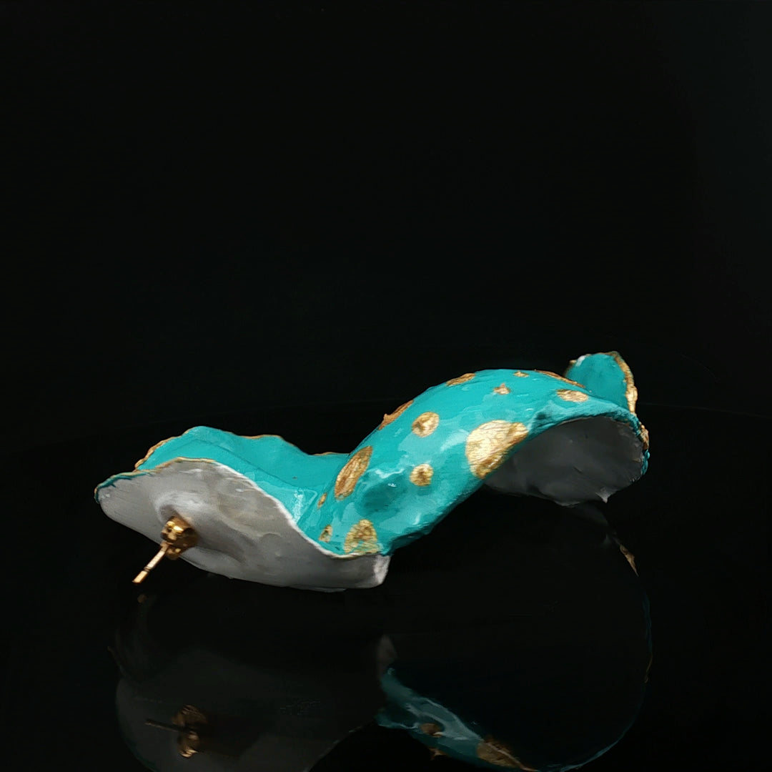 Blue Whisper– Papier-Mâché Statement Earrings | Sustainable Wearable Art