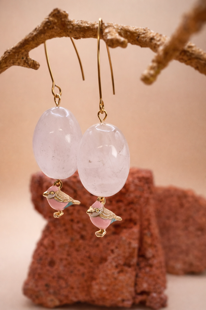 Rose Quartz Bird Whisper Earrings

A small bird carries the language of the heart.