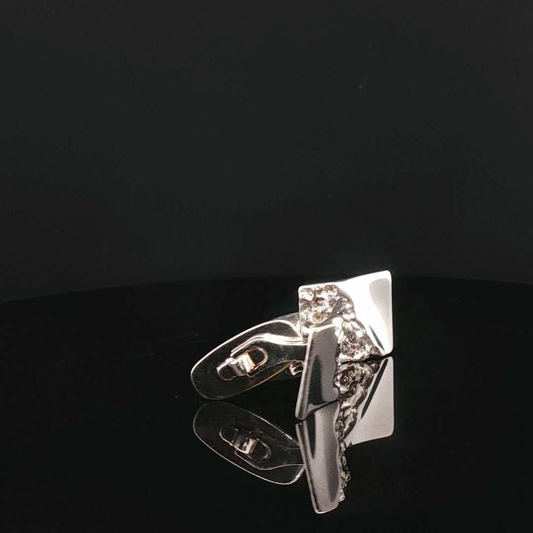 “Nordic Contrast” — Handcrafted Sterling Silver Cufflinks