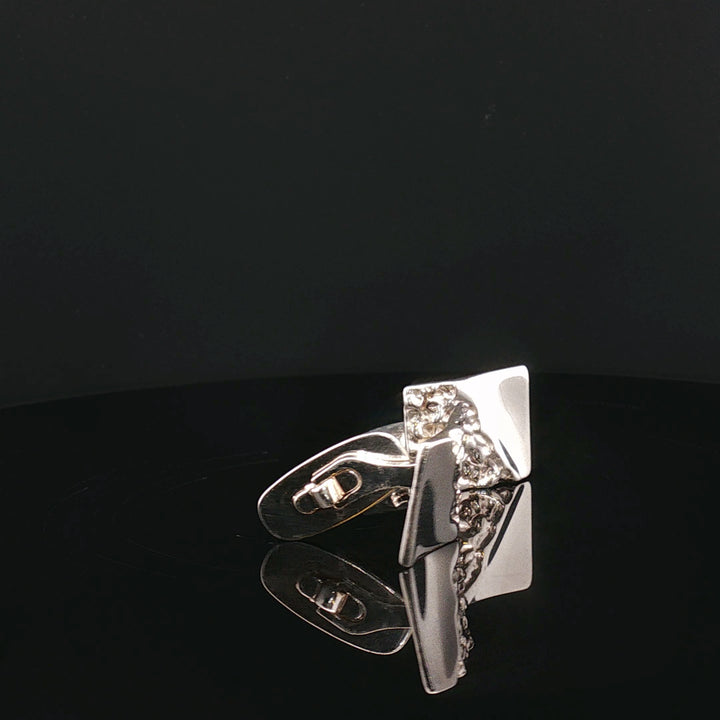 “Nordic Contrast” — Handcrafted Sterling Silver Cufflinks