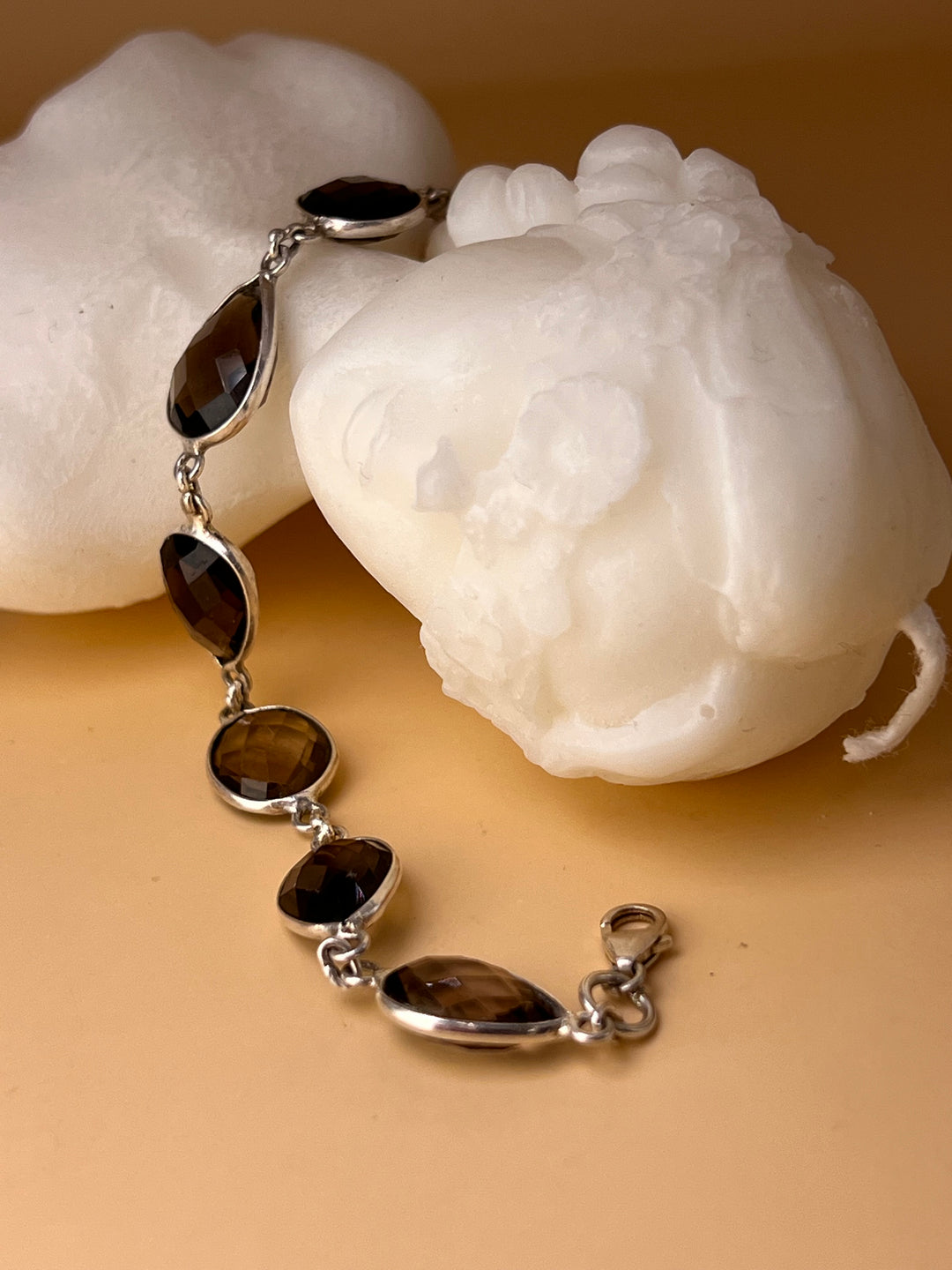 Smoky Quartz Elegance – Sterling Silver Bracelet