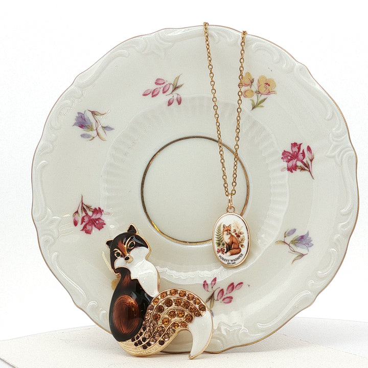 Forest Whisper – Fox Ceramic Pendant 15x20 mm Necklace