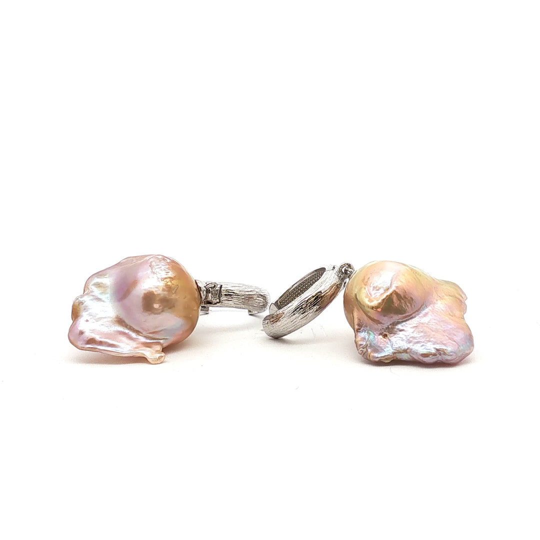 Pink Baroque Freshwater Pearl Hoop Earrings – Sterling Silver