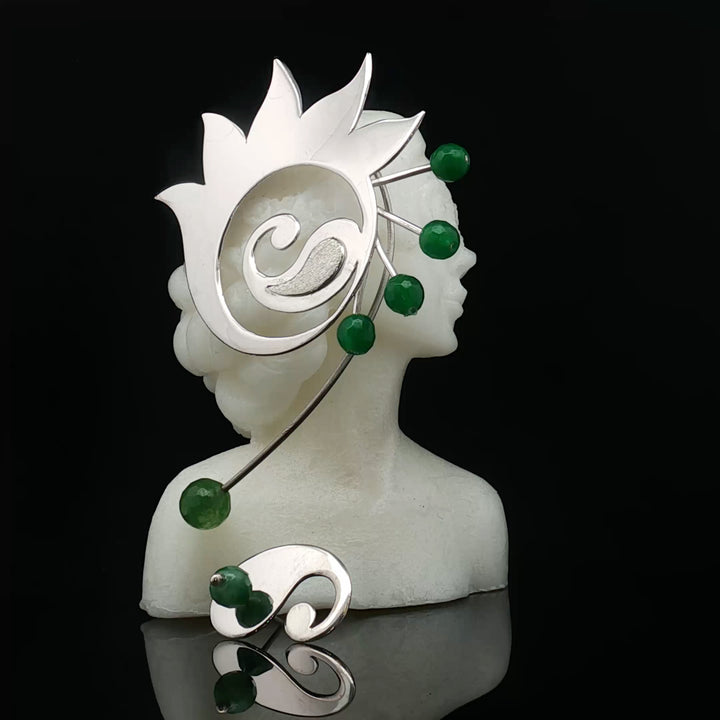 Shoaleh Jadeite Flame Earring – Avant-Garde Art Jewelry | Museum-Quality Fine Jewelry | Maralkunst Curation