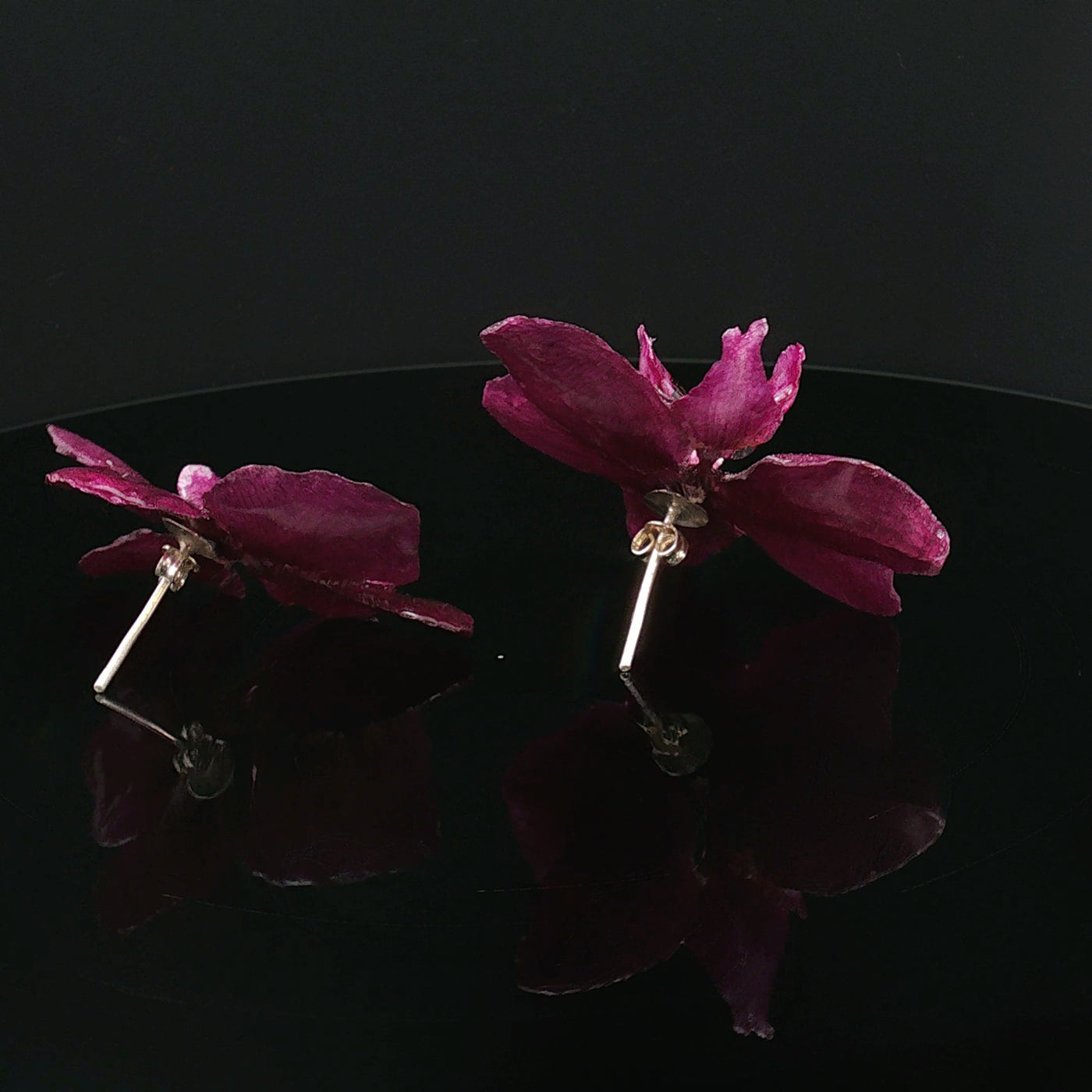 Blossom in Flame – Miniature Orchid Art Earrings
