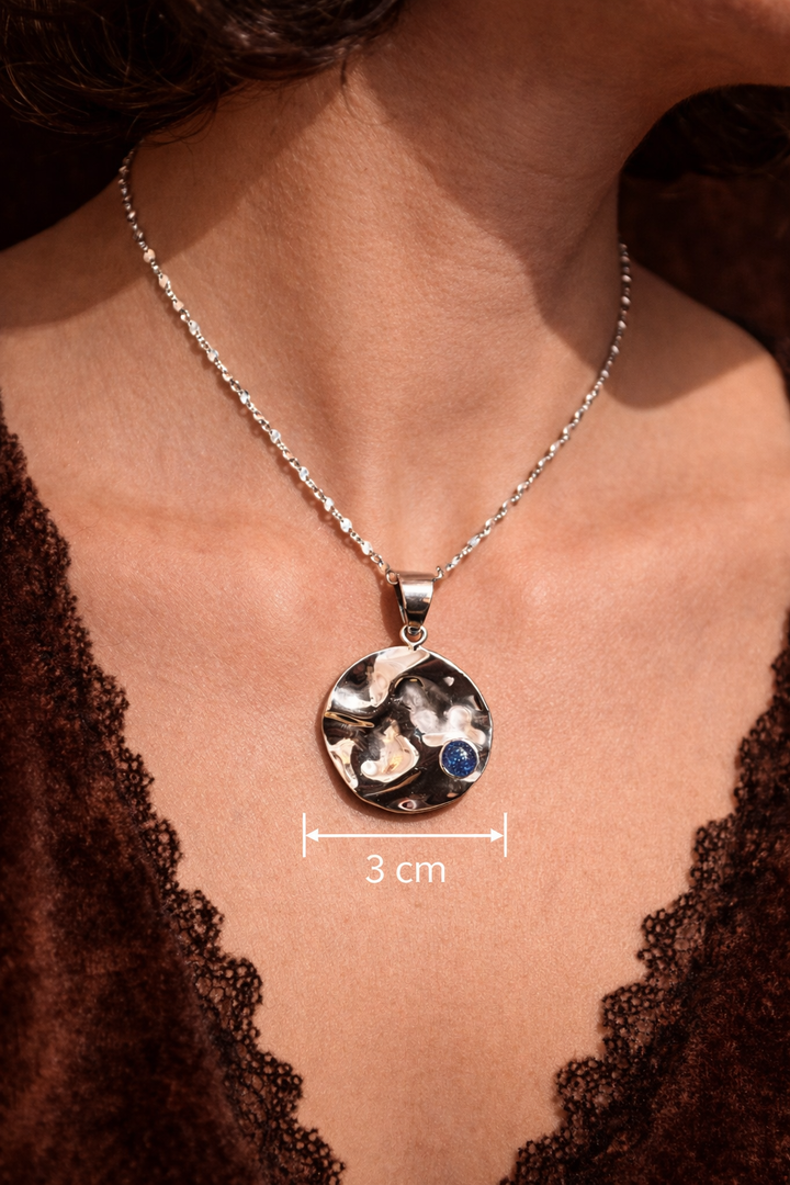 AYLIN – Contemporary Art Jewelry Set in Sterling Silver 925 | Lapis Lazuli Pendant & Earrings