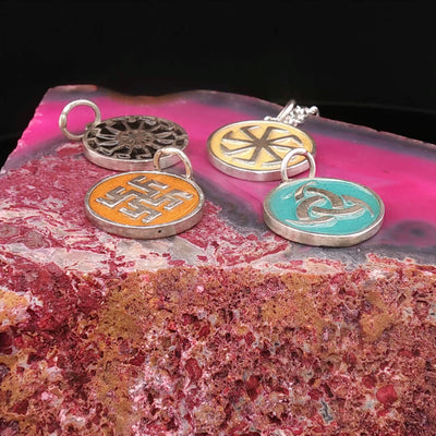 Viking Rune Minakari Charm Pendants – 925 Silver, Handmade Limited Edition