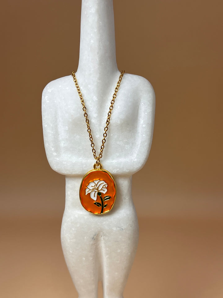 “Spring Harmony” – Blossoming Flowers Enamel & Copper Pendant