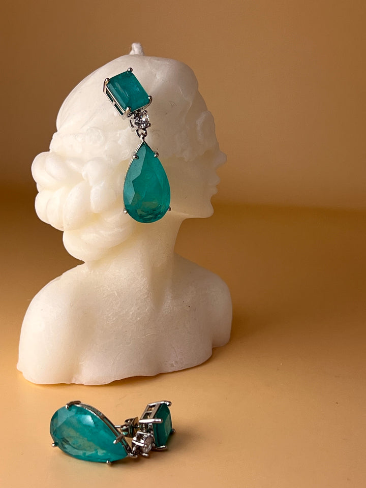 Goddess of the Sea – Silver & Aqua Crystal Earrings