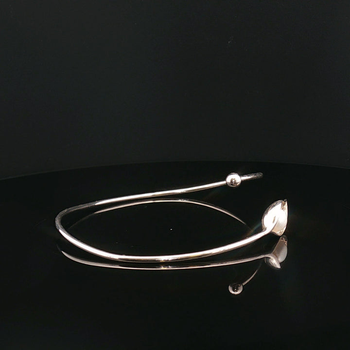 Whispering Leaf — Sterling Silver & Pearl Open Bracelet